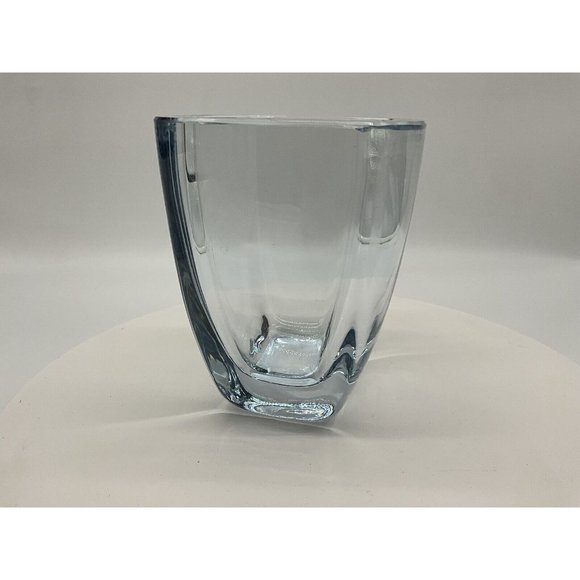 Vtg Strombergshyttan Swedish Art Glass Crystal Vase Blue Hue Artist Signed MCM - Picture 11 of 16